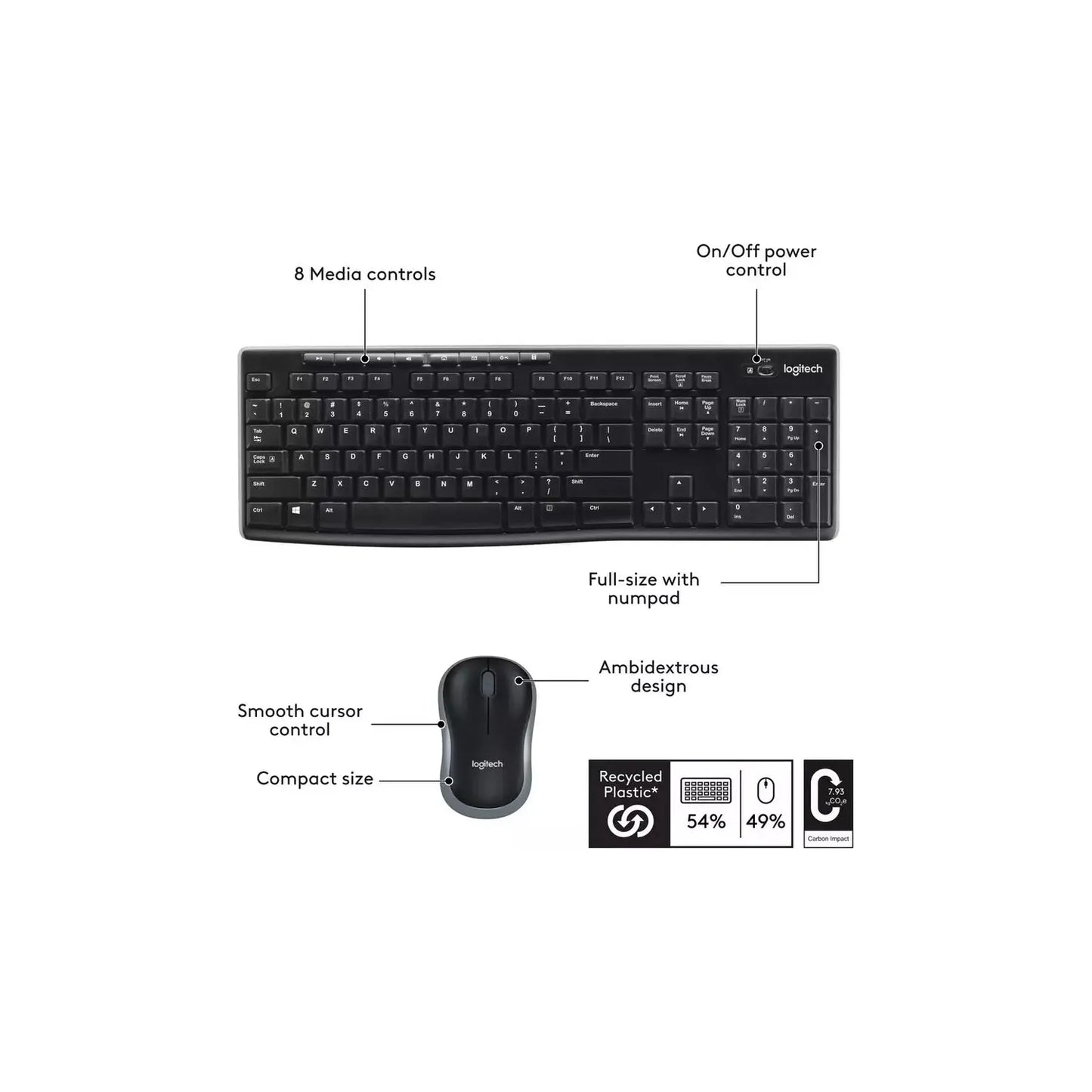 Logitech Wireless Keyboard and Mouse Combo MK270